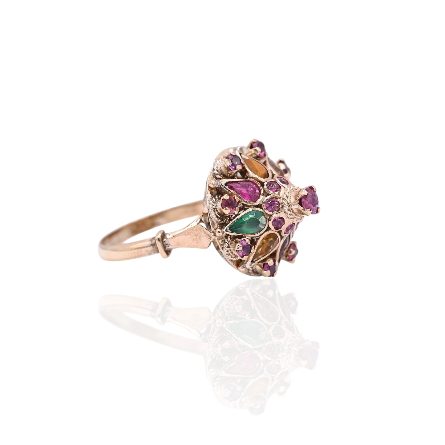 Multi-Gemstone Princess Ring 14K Yellow Gold Size 6.5