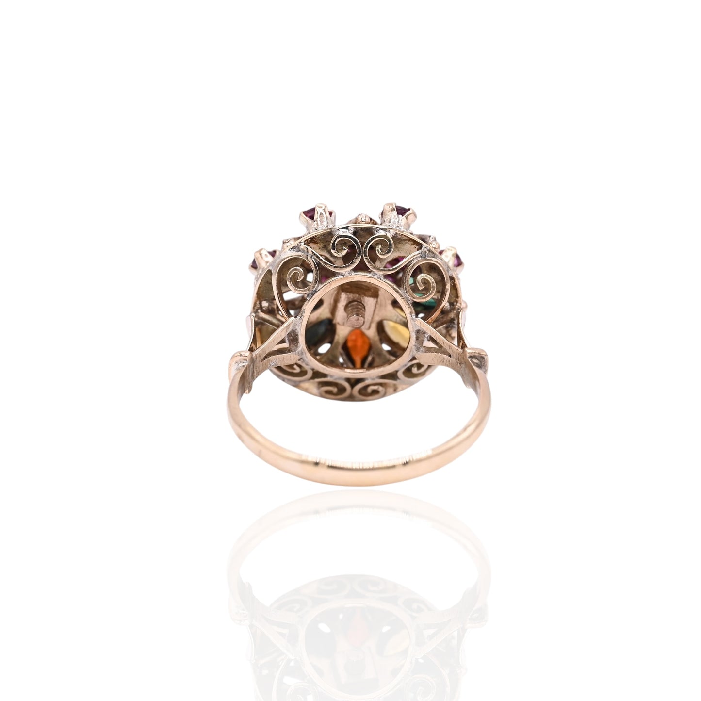 Multi-Gemstone Princess Ring 14K Yellow Gold Size 6.5