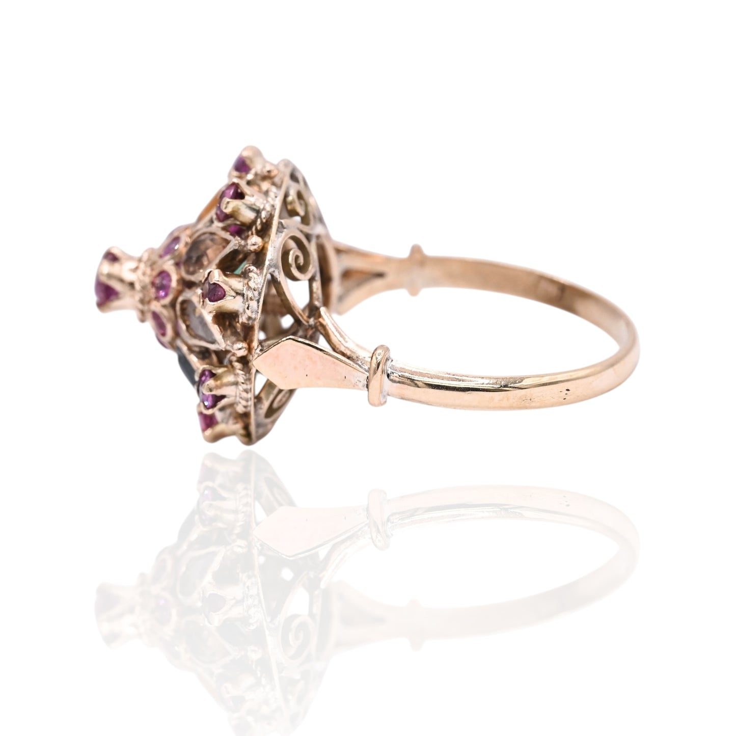 Multi-Gemstone Princess Ring 14K Yellow Gold Size 6.5