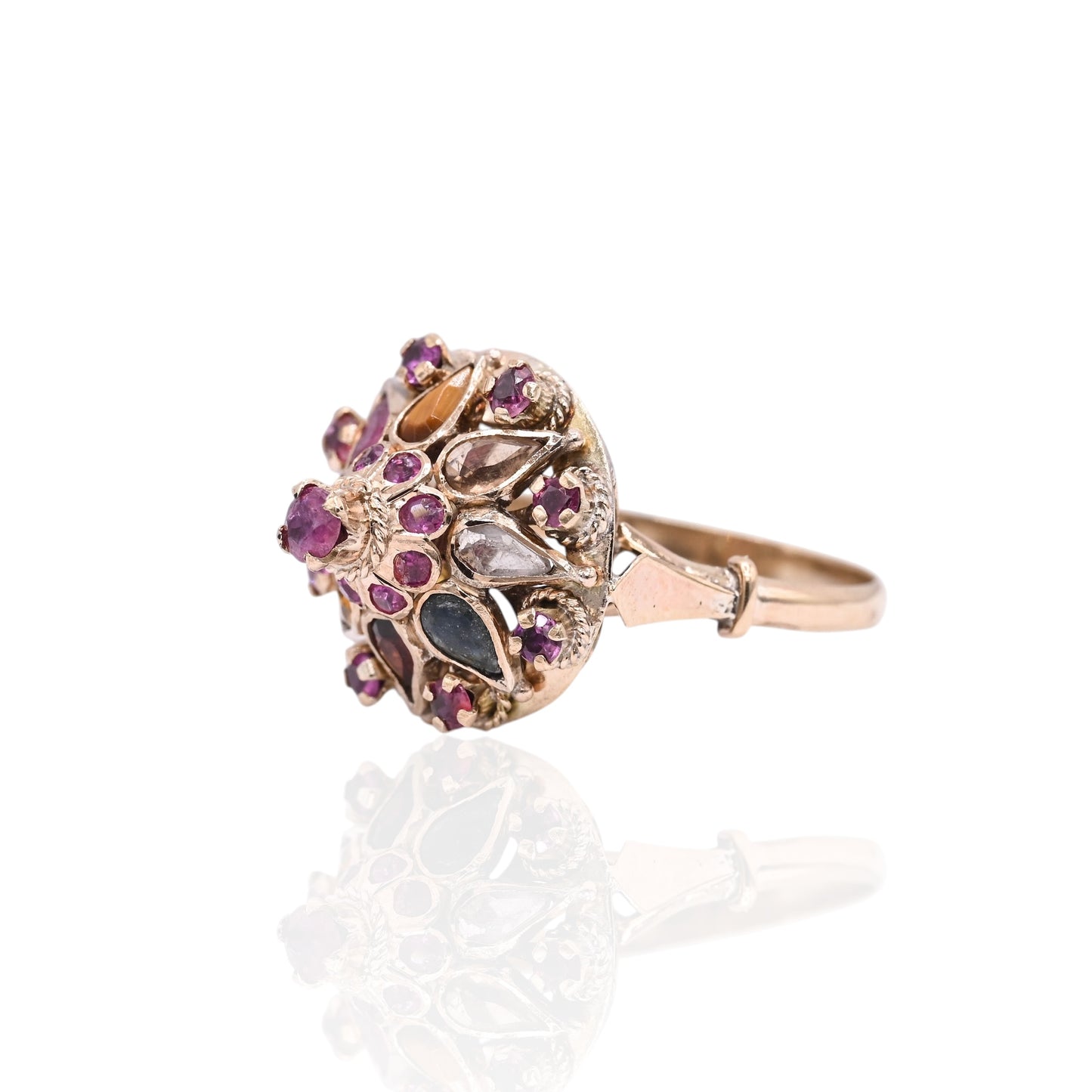 Multi-Gemstone Princess Ring 14K Yellow Gold Size 6.5