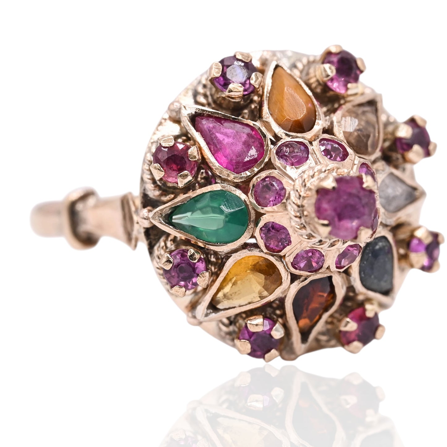 Multi-Gemstone Princess Ring 14K Yellow Gold Size 6.5
