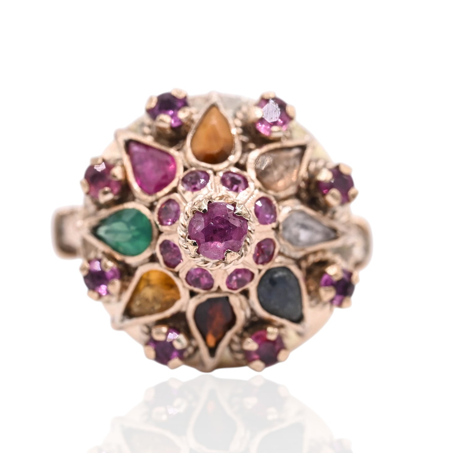Multi-Gemstone Princess Ring 14K Yellow Gold Size 6.5