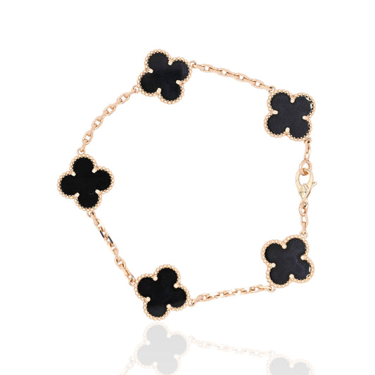 Black Clover Bracelet 18K Yellow Gold 7.5in