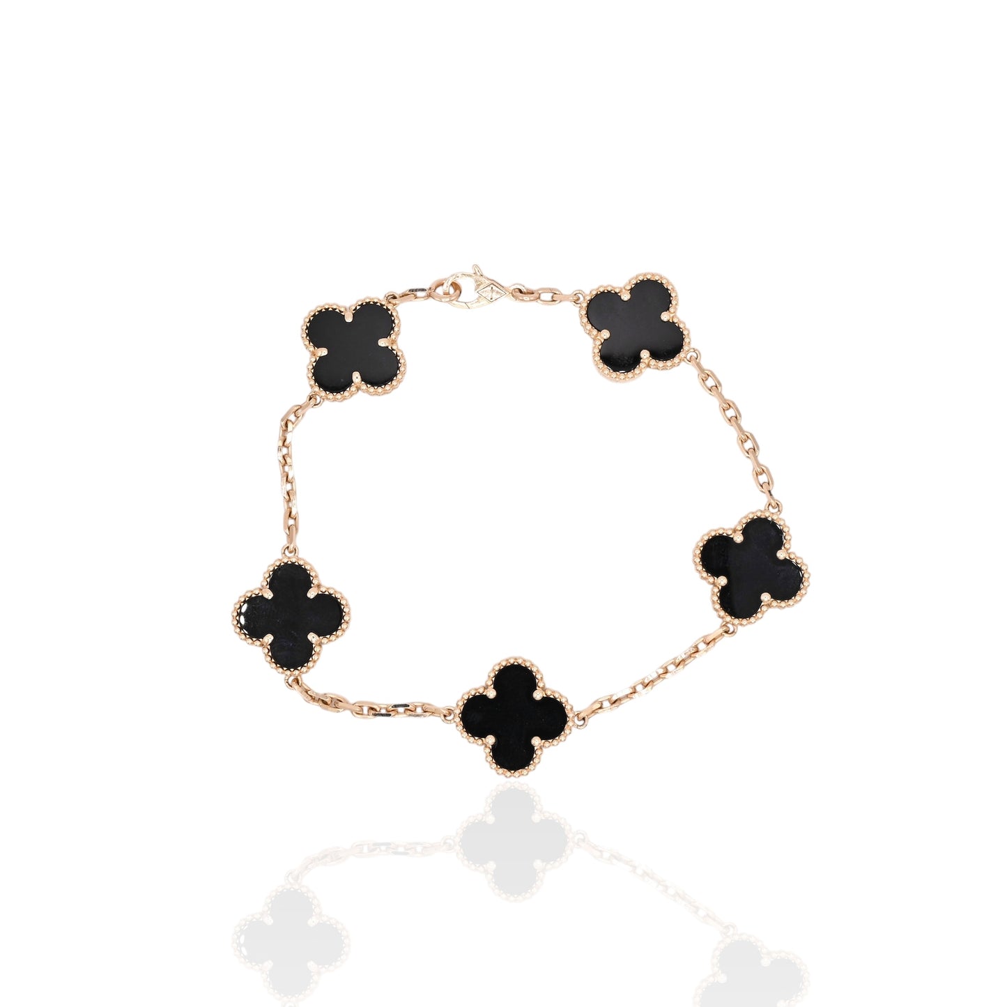 Black Clover Bracelet 18K Yellow Gold 7.5in