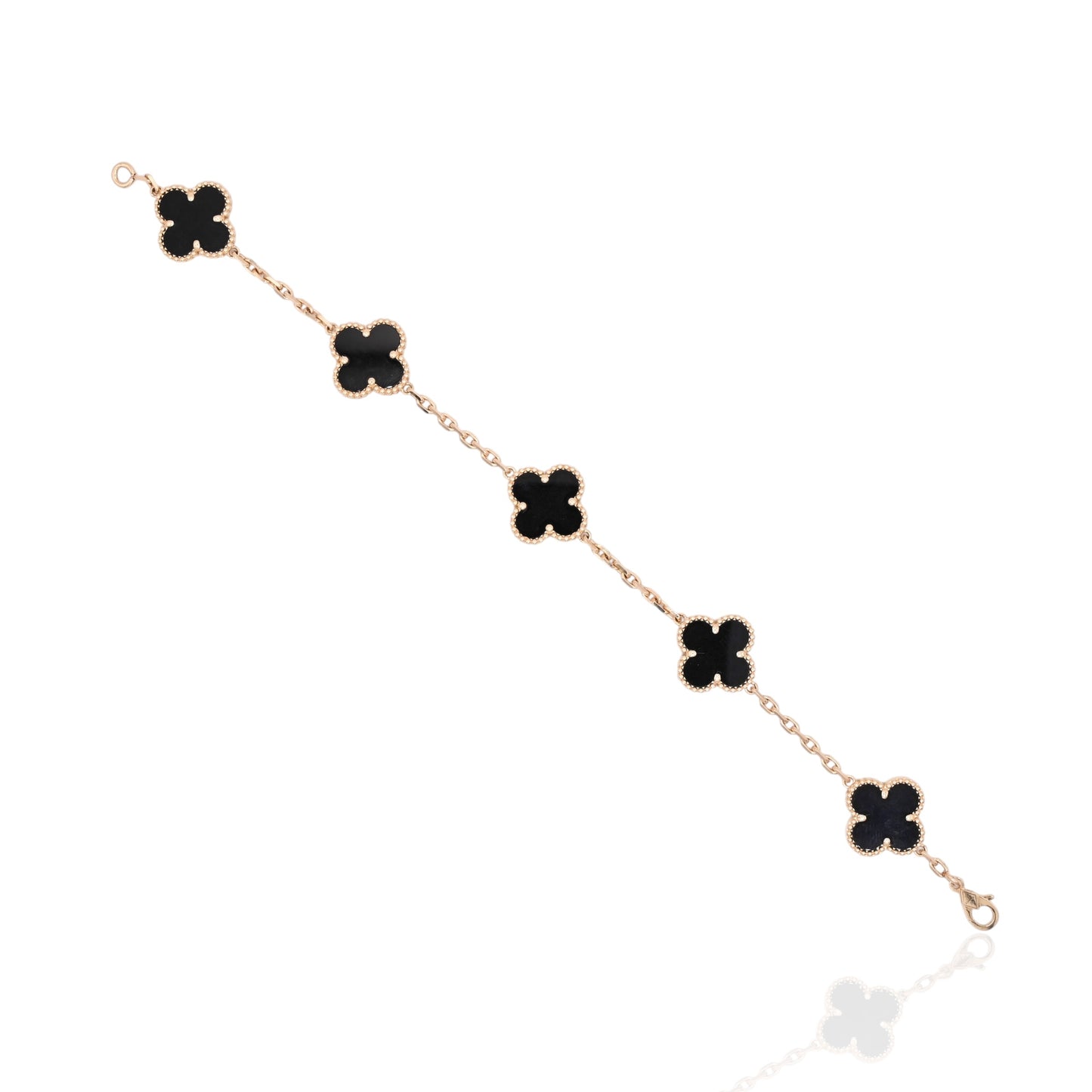 Black Clover Bracelet 18K Yellow Gold 7.5in
