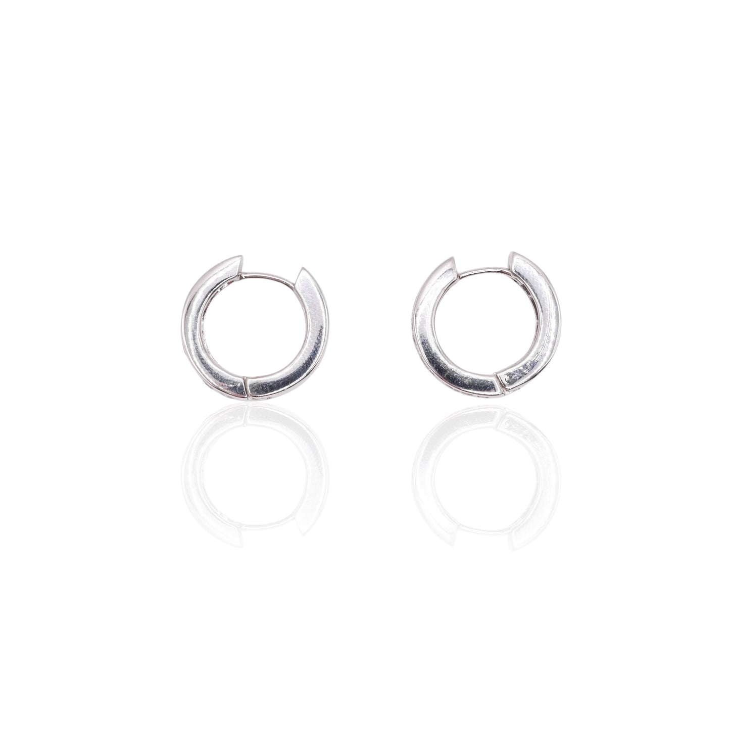 Channel Set Diamond Hoop Earrings 14K White Gold 3.90mmThick/18.32mm Diameter 1.08cttw