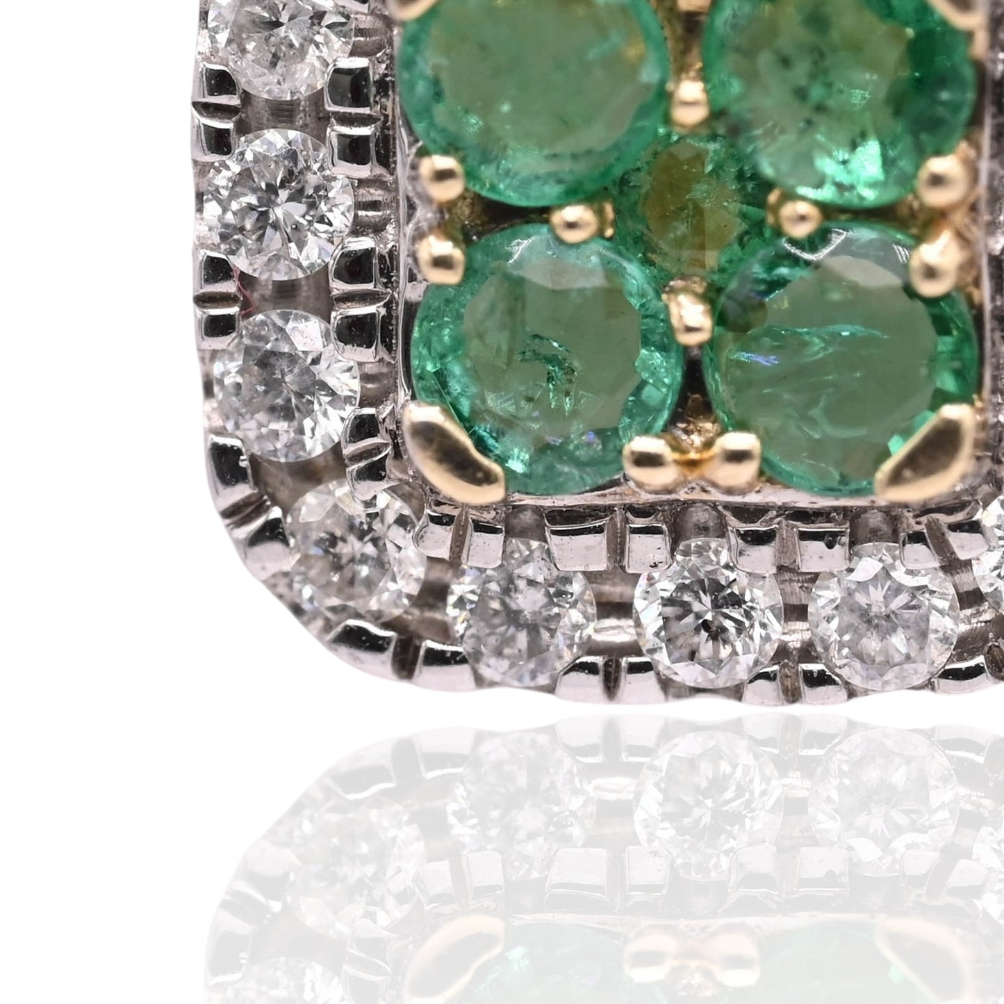 Emerald and Diamond Square Screw Back Earrings 14K Yellow Gold Emerald 0.33cttw/1.11cttw Diamond
