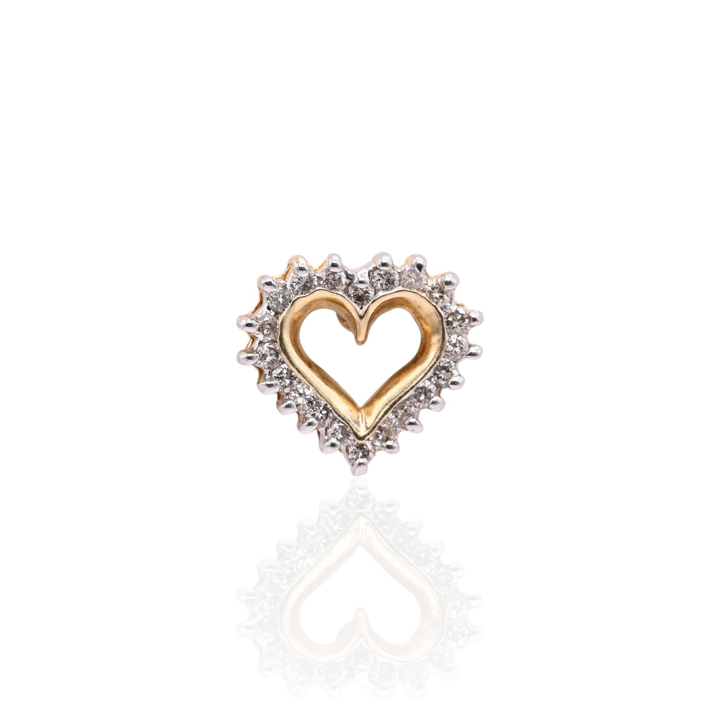 Vintage Style Open Heart Diamond Earrings 14K Yellow Gold 0.40cttw
