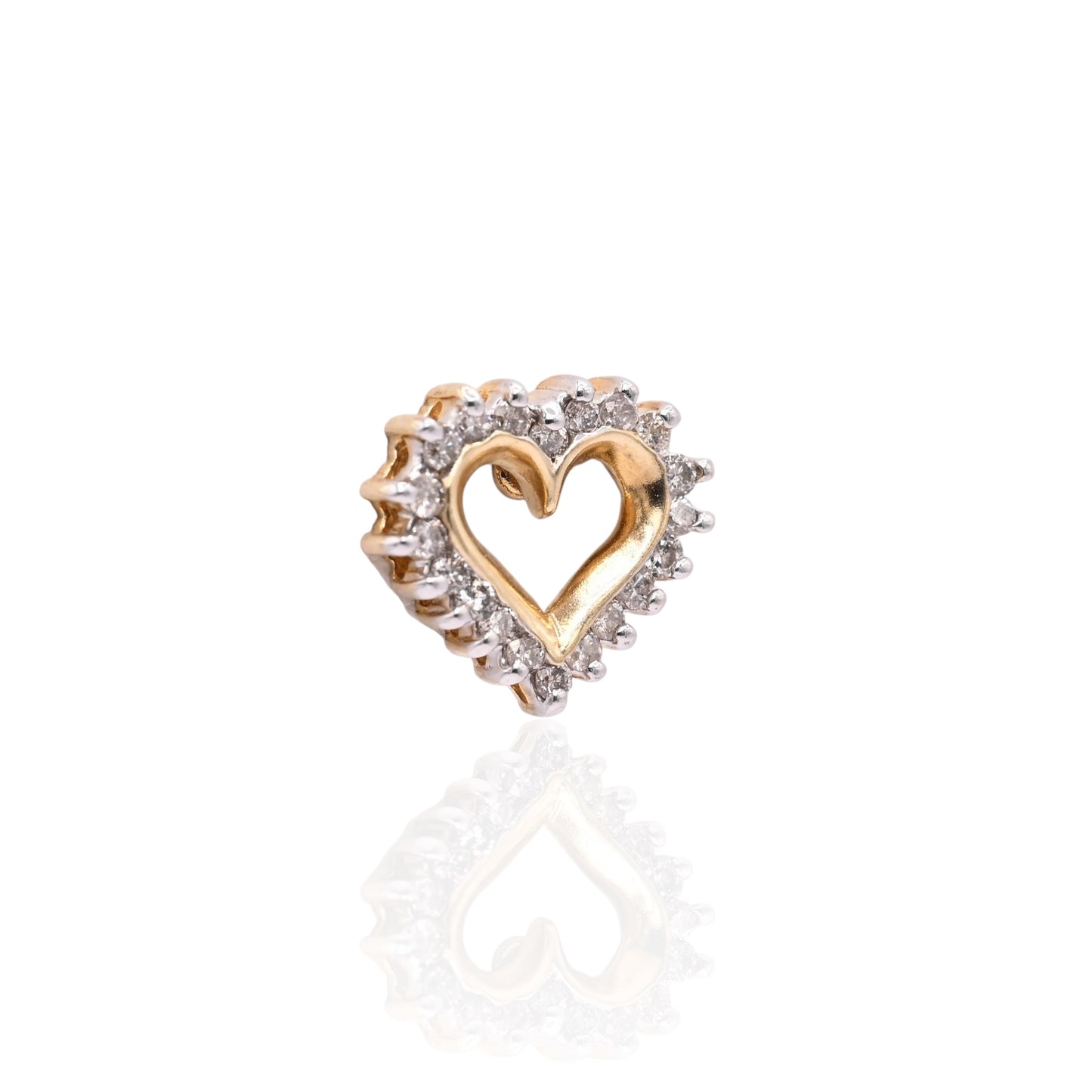 Vintage Style Open Heart Diamond Earrings 14K Yellow Gold 0.40cttw