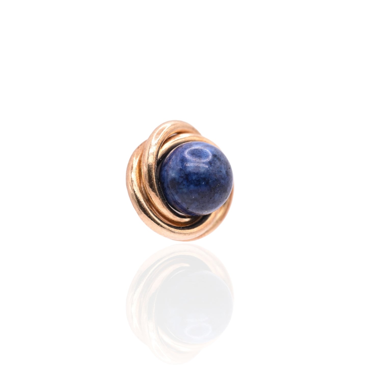 Lapis Lazul Round Twist Knot Earrings 14K Yellow Gold