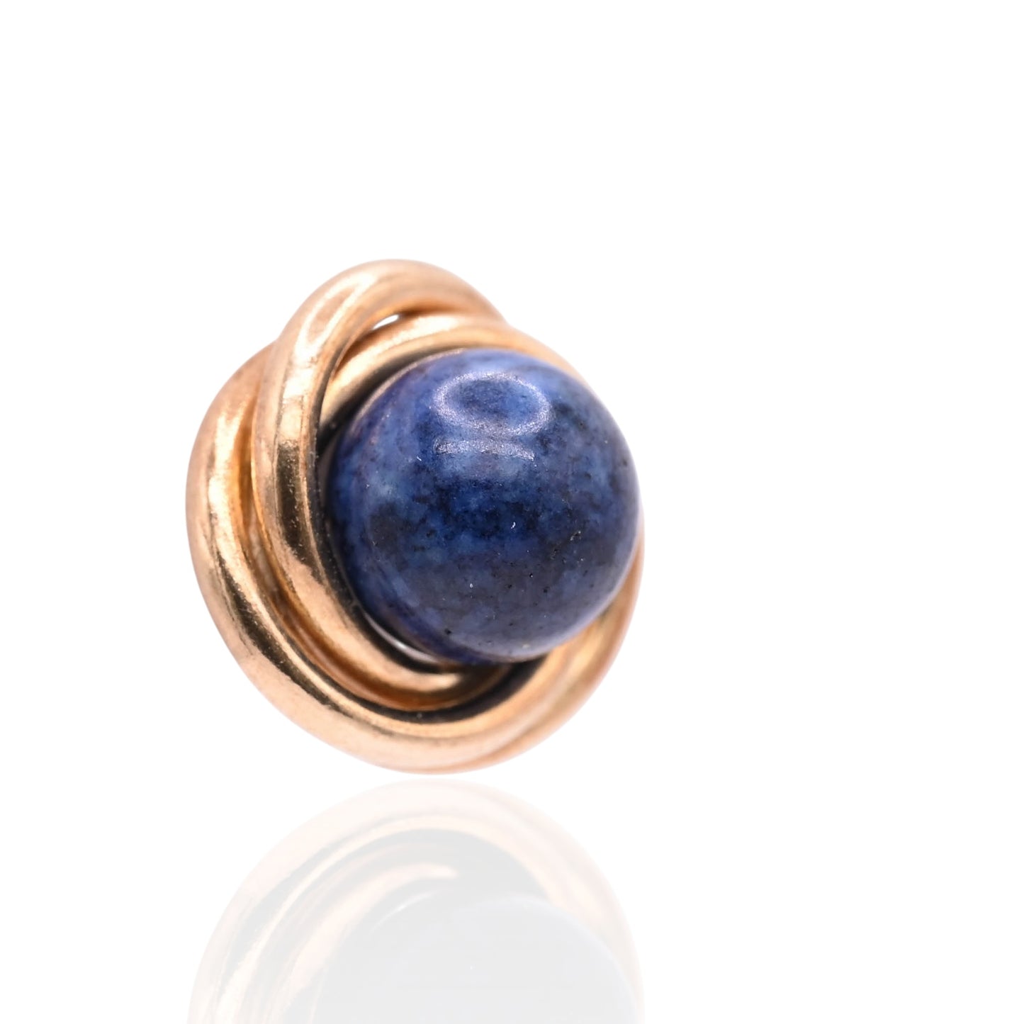 Lapis Lazul Round Twist Knot Earrings 14K Yellow Gold