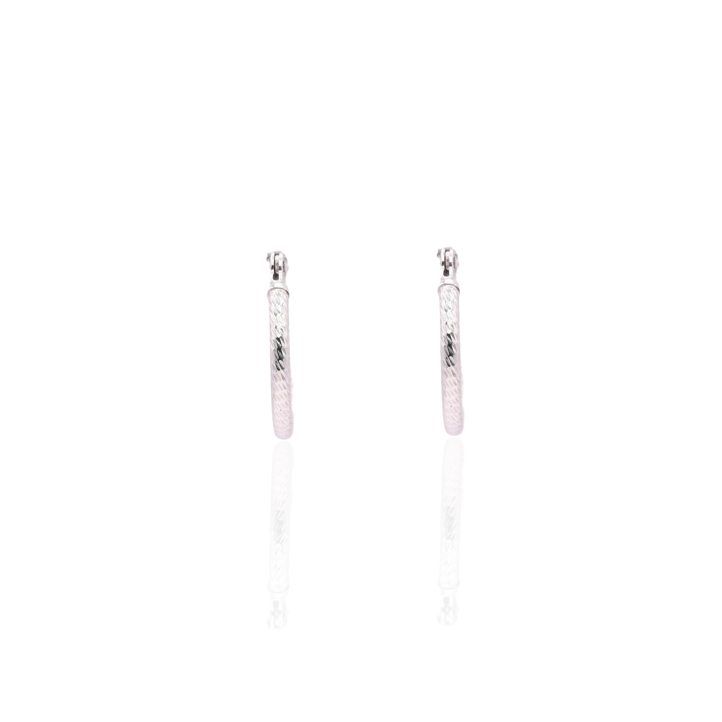 Diamond Cut Hinge Earrings 14K White Gold 1.29mm Thick/11.79mm Diameter