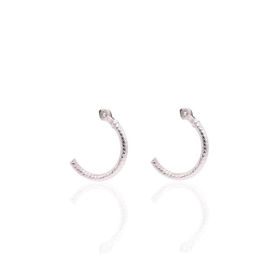 Diamond Cut Hinge Earrings 14K White Gold 1.29mm Thick/11.79mm Diameter