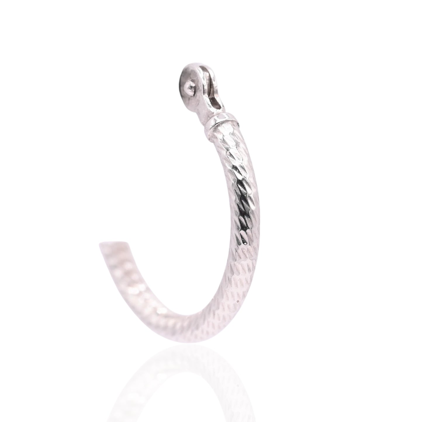Diamond Cut Hinge Earrings 14K White Gold 1.29mm Thick/11.79mm Diameter