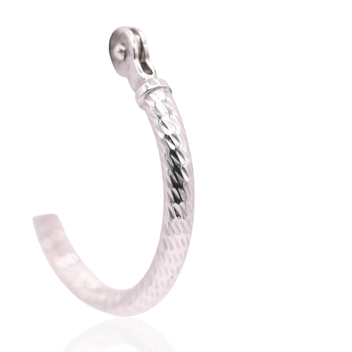 Diamond Cut Hinge Earrings 14K White Gold 1.29mm Thick/11.79mm Diameter