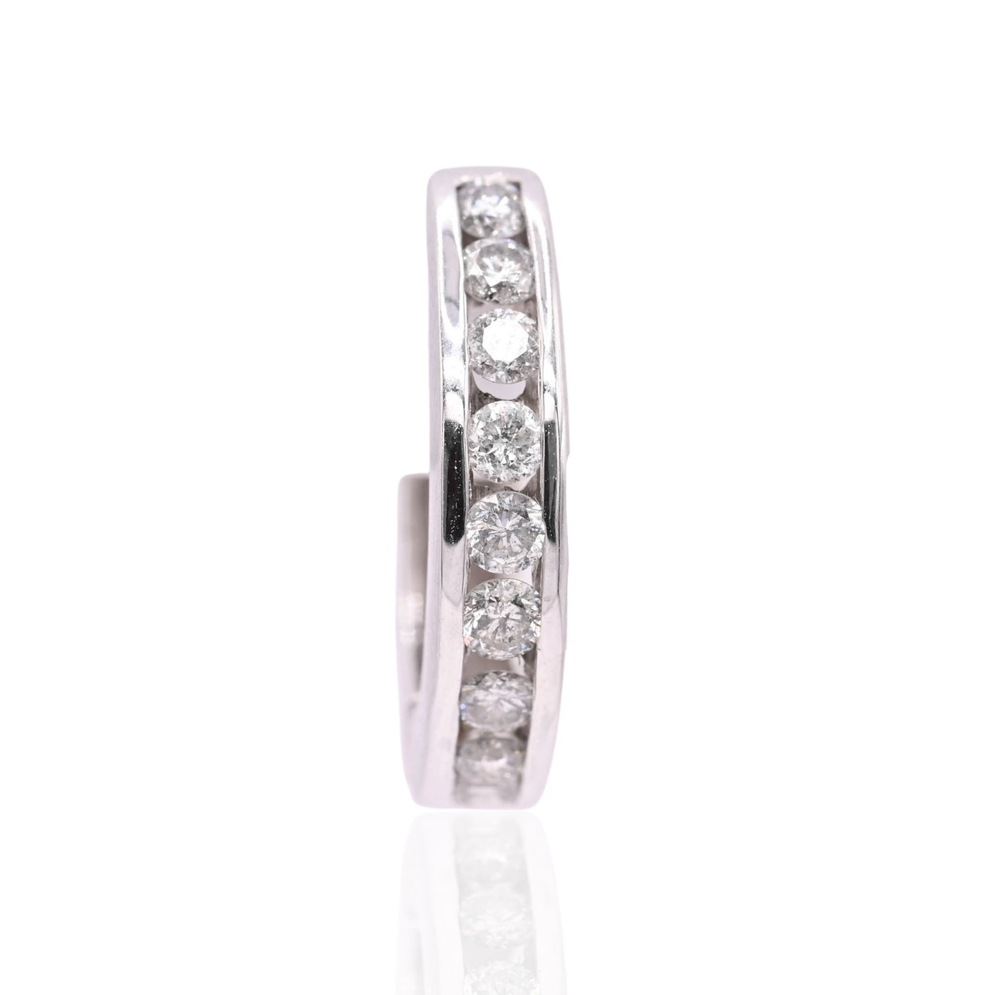 Channel Set Diamond Hoop Earrings 14K White Gold 3.90mmThick/18.32mm Diameter 1.08cttw