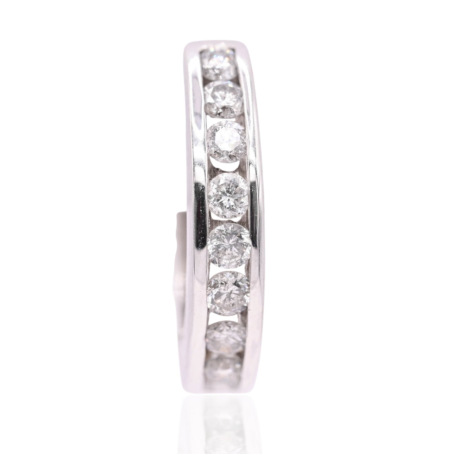 Channel Set Diamond Hoop Earrings 14K White Gold 3.90mmThick/18.32mm Diameter 1.08cttw