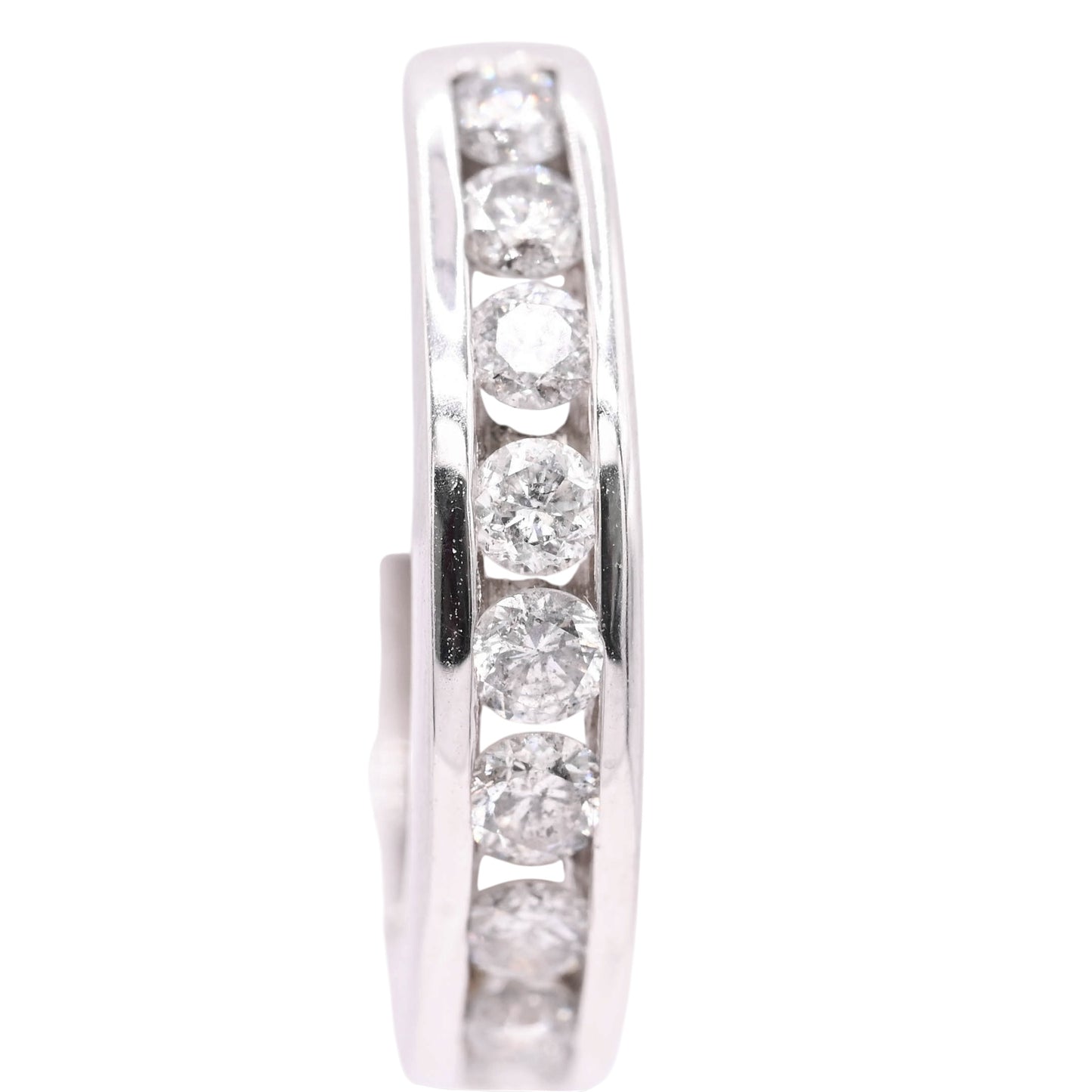 Channel Set Diamond Hoop Earrings 14K White Gold 3.90mmThick/18.32mm Diameter 1.08cttw