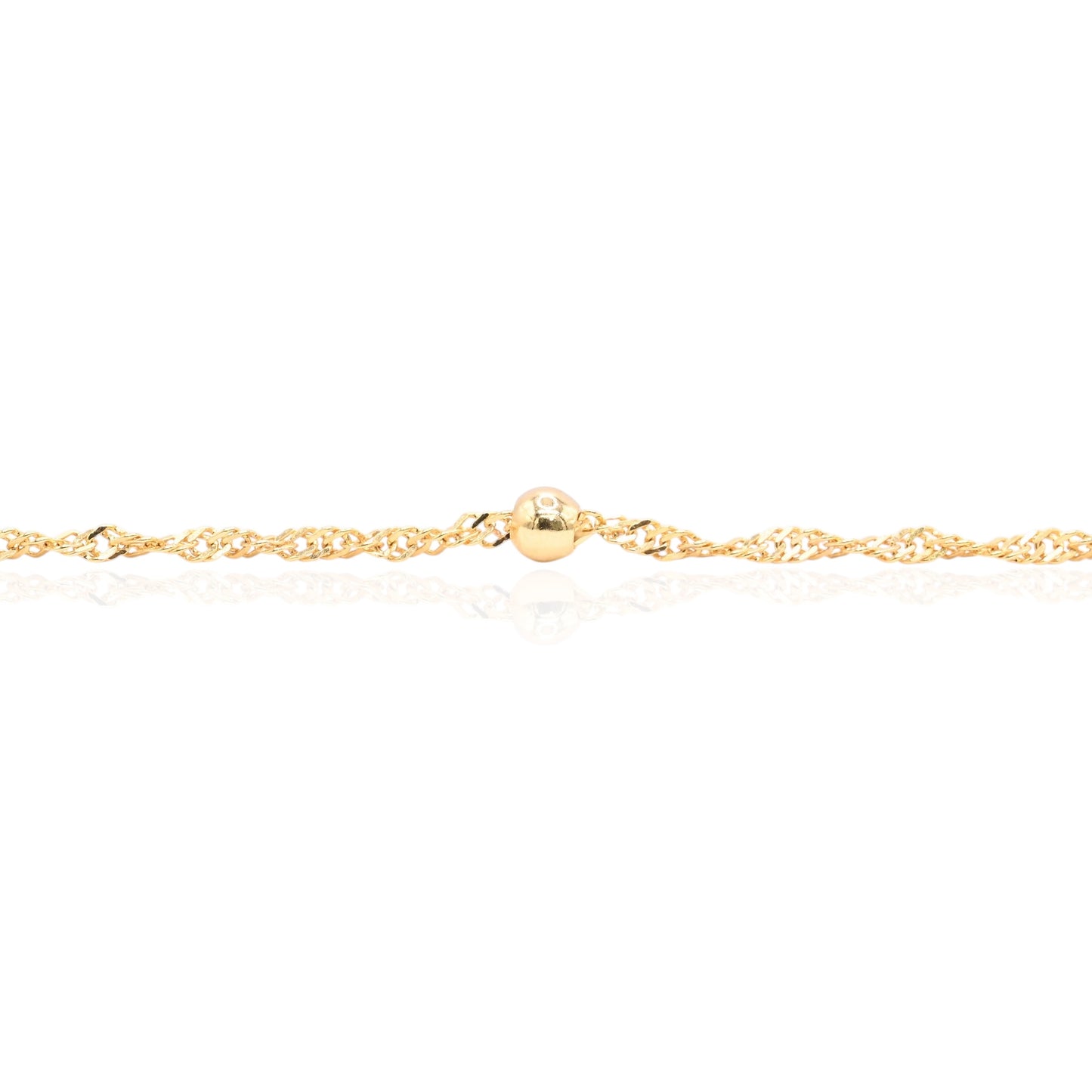 Bead Station Bracelet 14K Yellow Gold with Diamond Cut Rope Chain 7.5in