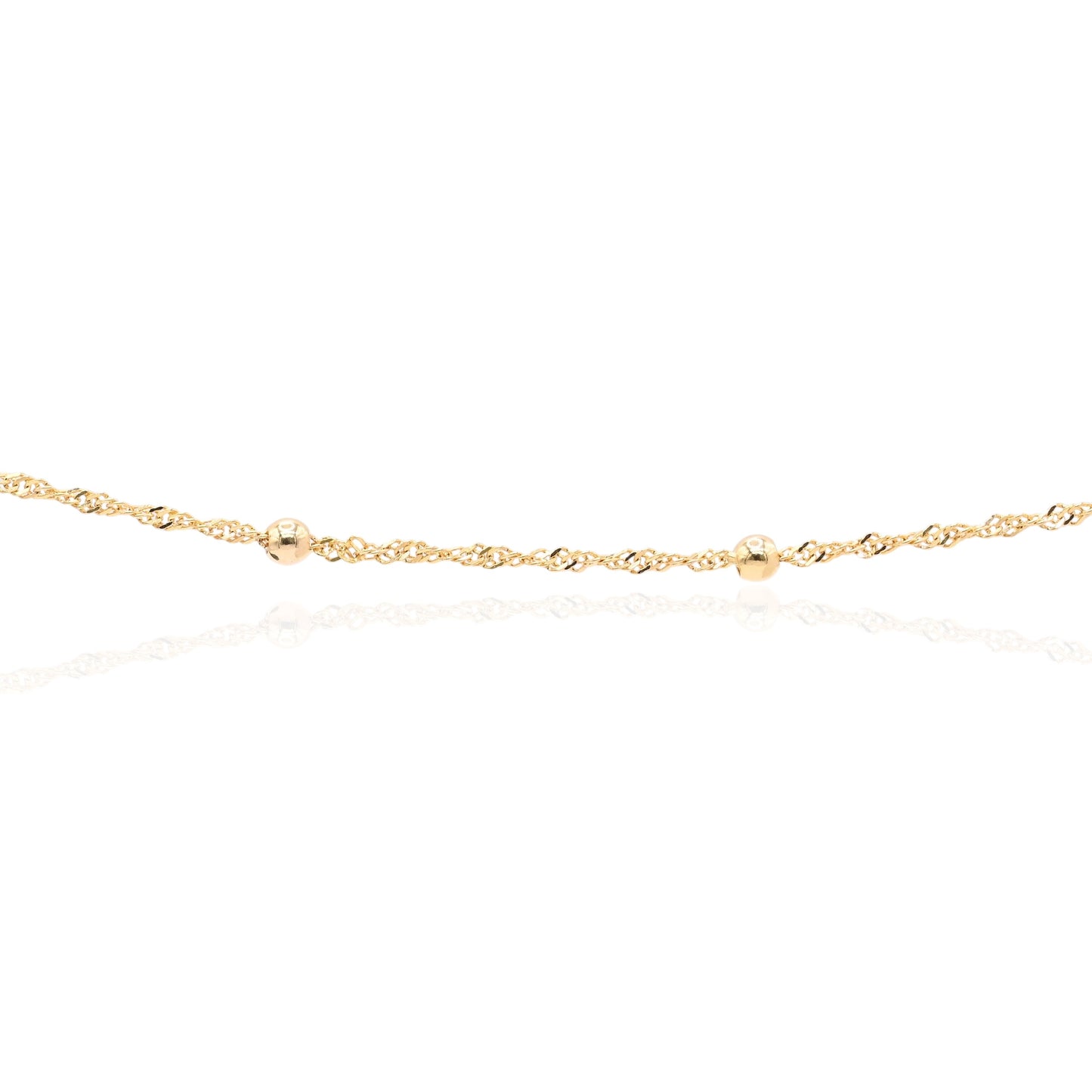 Bead Station Bracelet 14K Yellow Gold with Diamond Cut Rope Chain 7.5in
