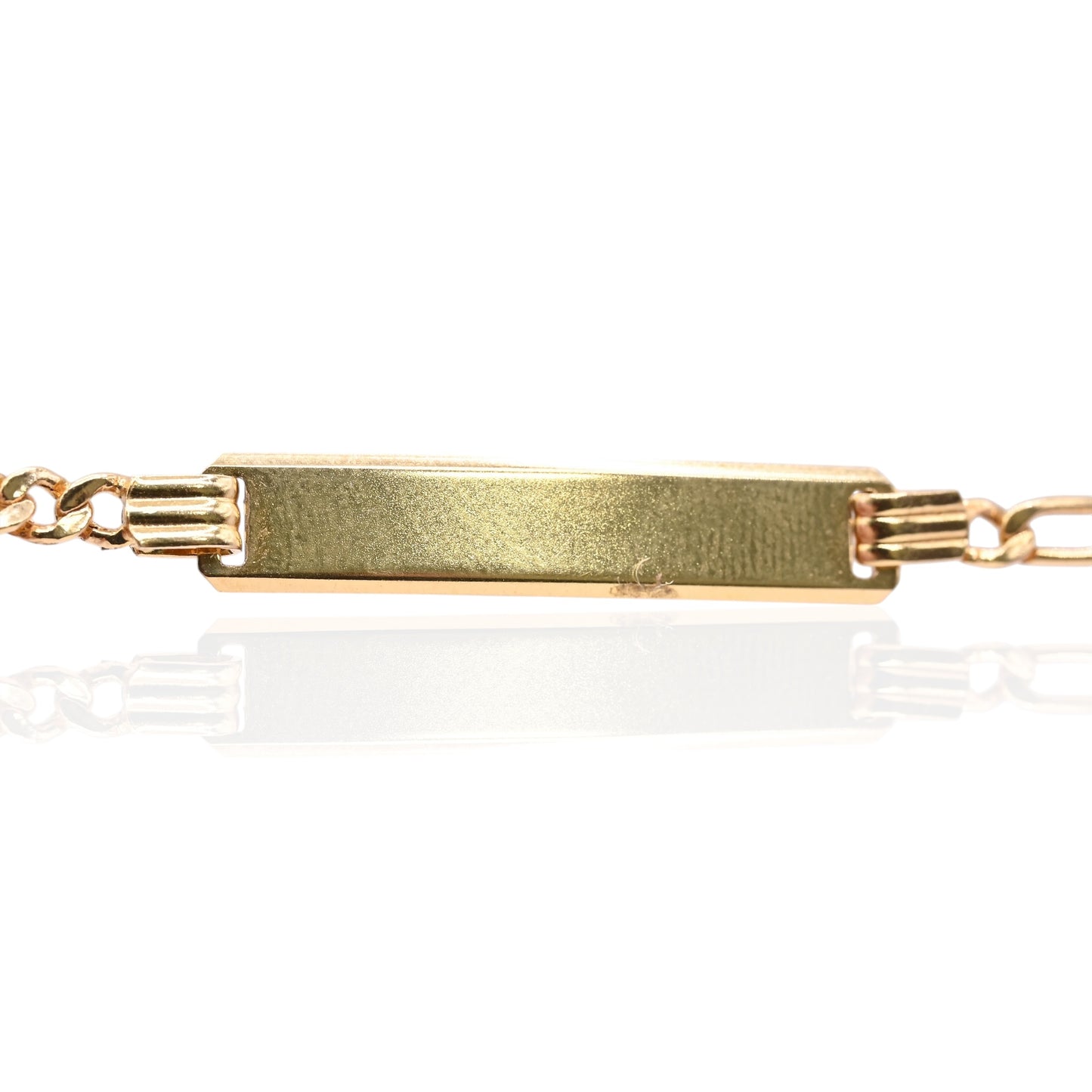 Gold ID Bracelet with Figaro Chain 14K Yellow Gold (Child) (Engravable) 6.75in