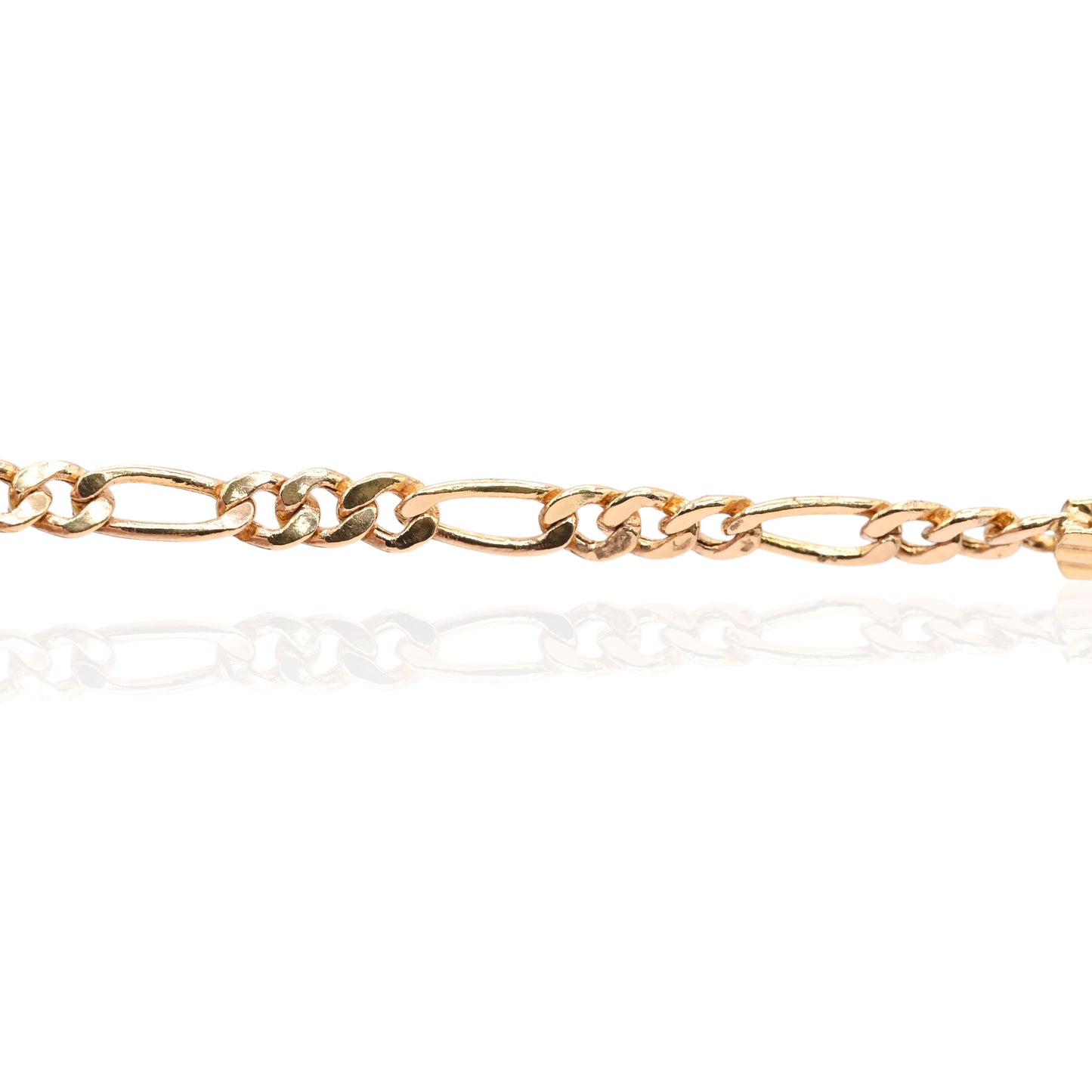 Gold ID Bracelet with Figaro Chain 14K Yellow Gold (Child) (Engravable) 6.75in