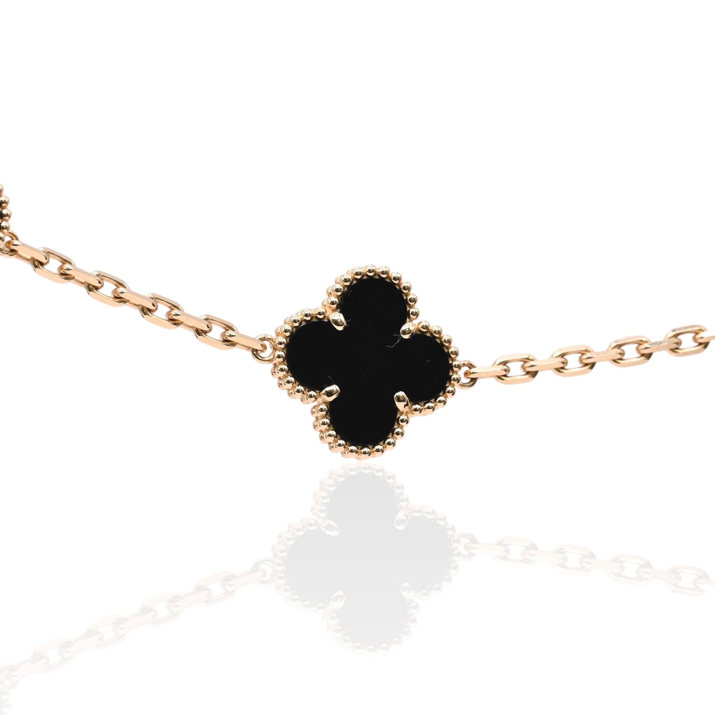 Black Clover Bracelet 18K Yellow Gold 7.5in