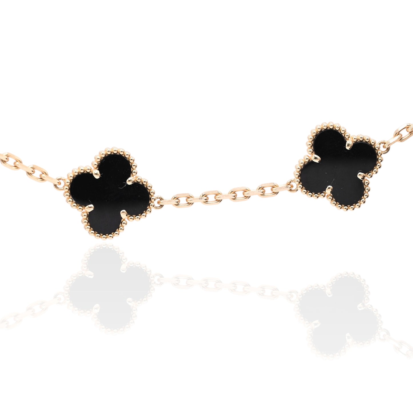 Black Clover Bracelet 18K Yellow Gold 7.5in