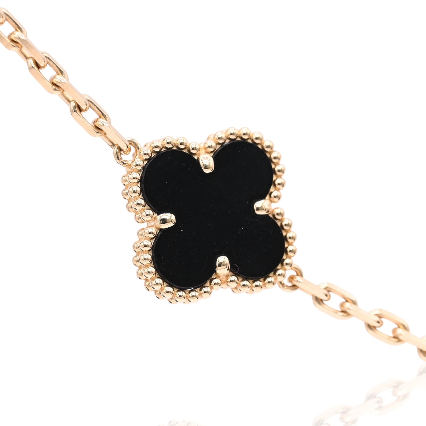 Black Clover Bracelet 18K Yellow Gold 7.5in