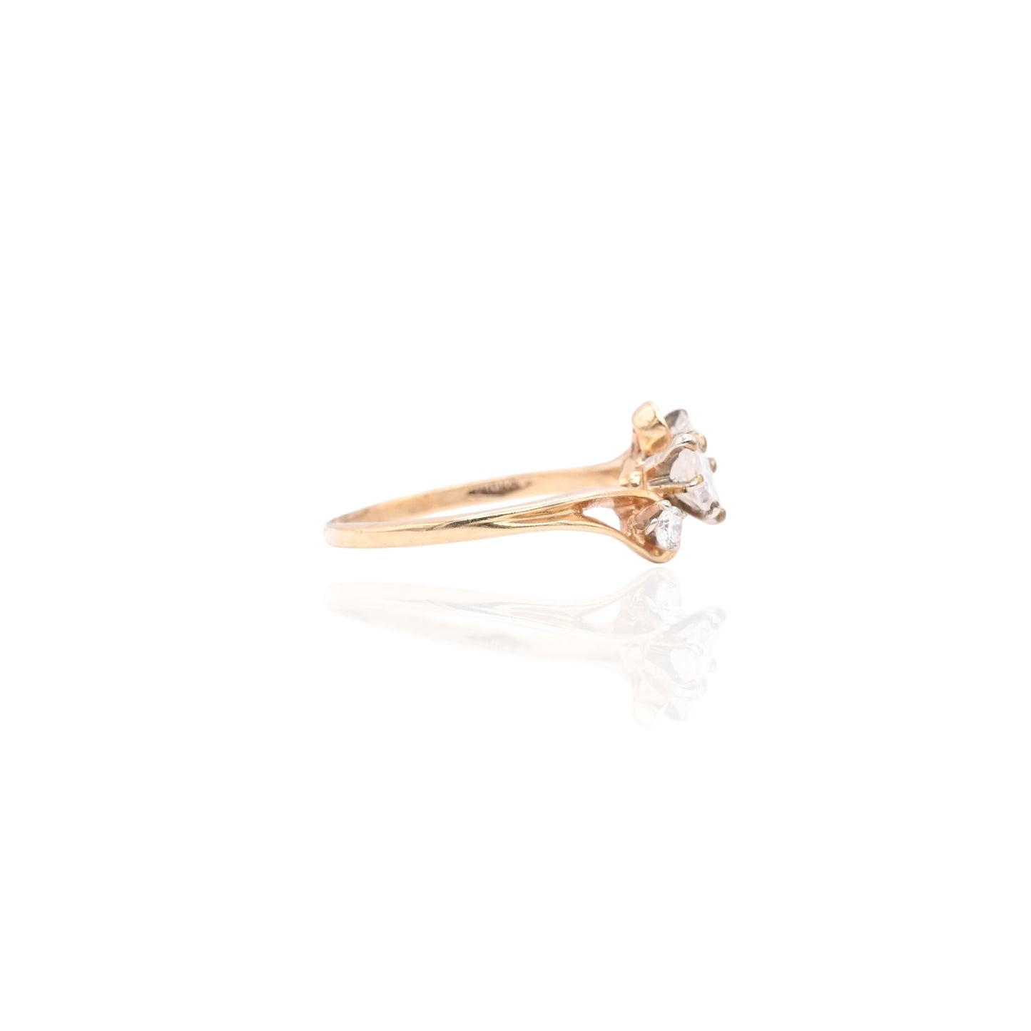 Slant Marquise Diamond Ring 14K Yellow Gold Size 5.25 0.33cttw
