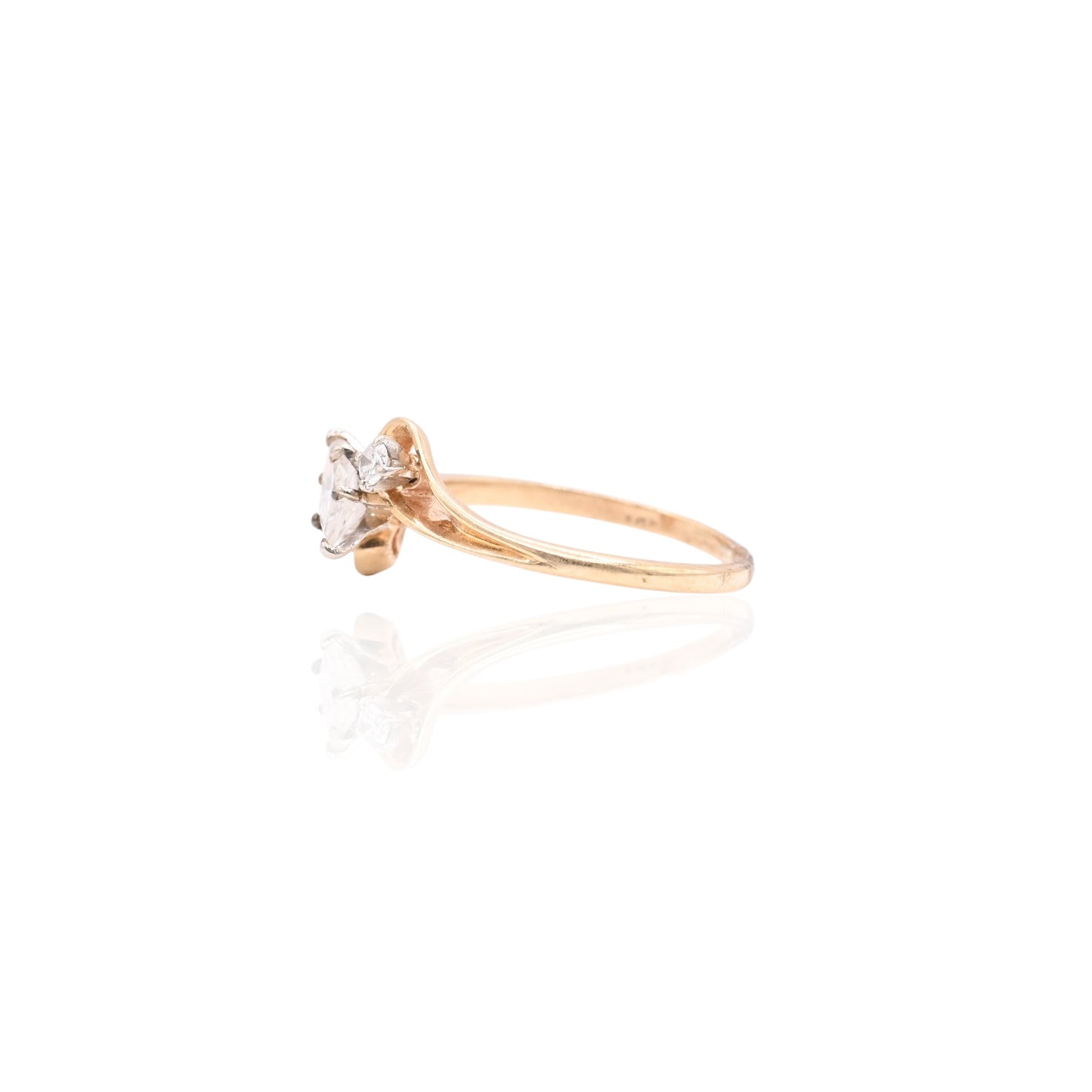 Slant Marquise Diamond Ring 14K Yellow Gold Size 5.25 0.33cttw