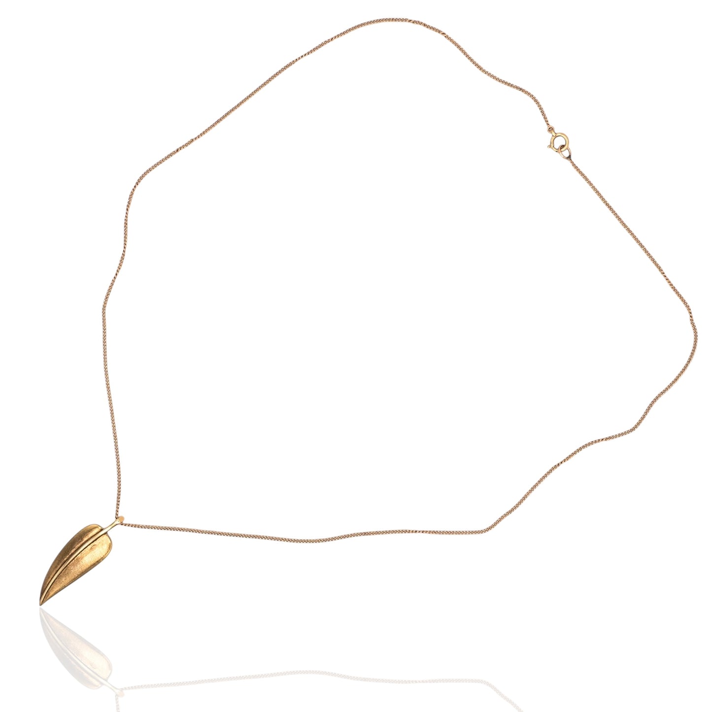 Tiffany & Co. Cummings Leaf Necklace 18K Yellow Gold with 18in Curb Chain