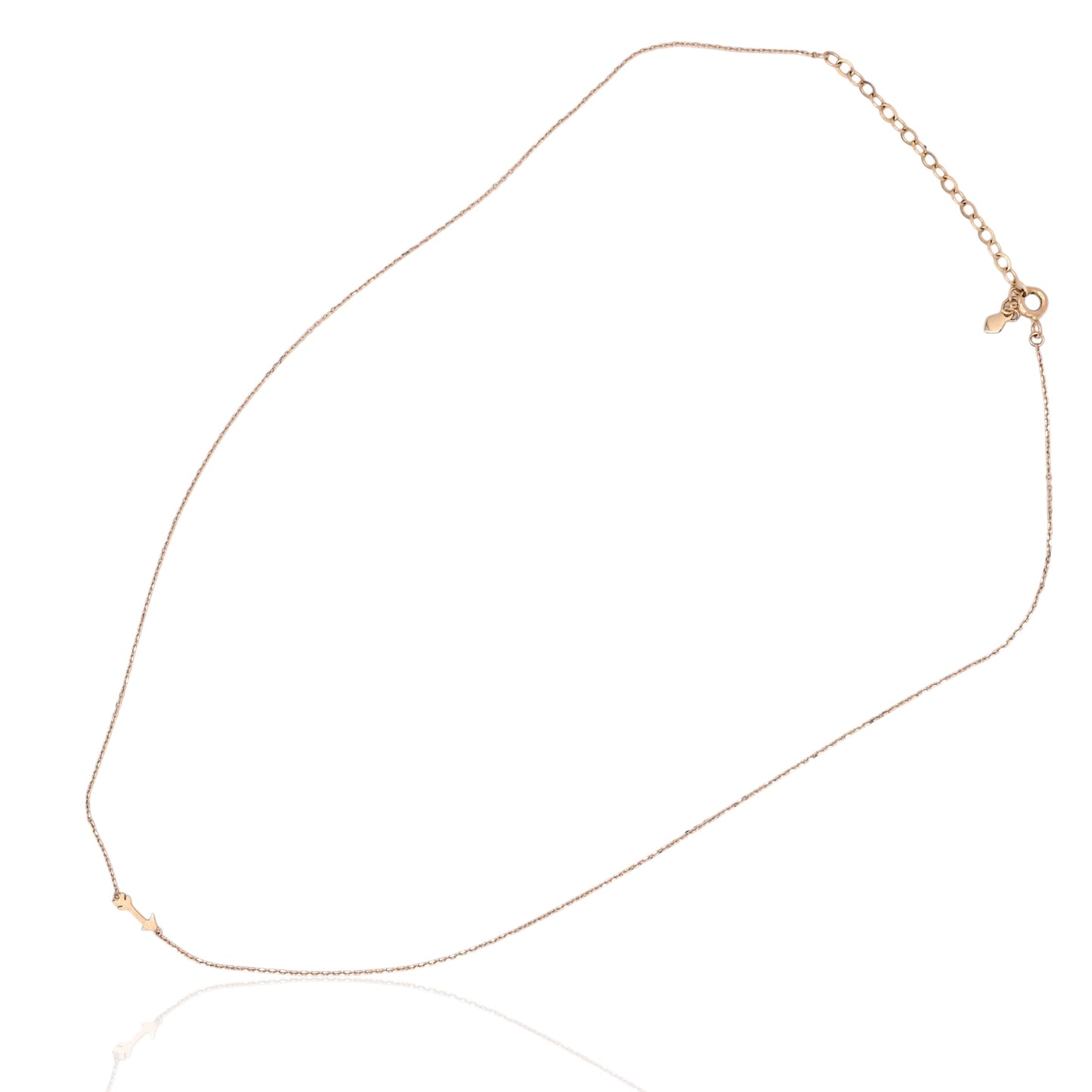 Dainty Arrow Necklace 14K Yellow Gold on Adjustable 15.75in-18in Diamond Cut Cable Chain