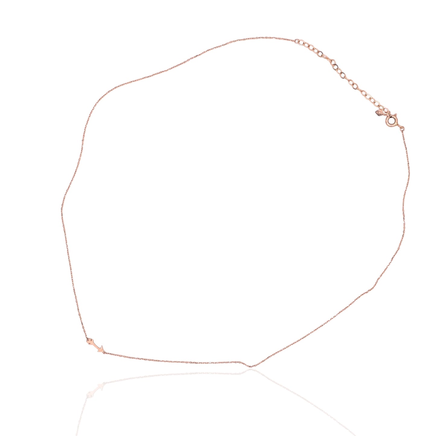Dainty Arrow Necklace 14K Rose Gold on Adjustable 15.75in-18in Diamond Cut Cable Chain