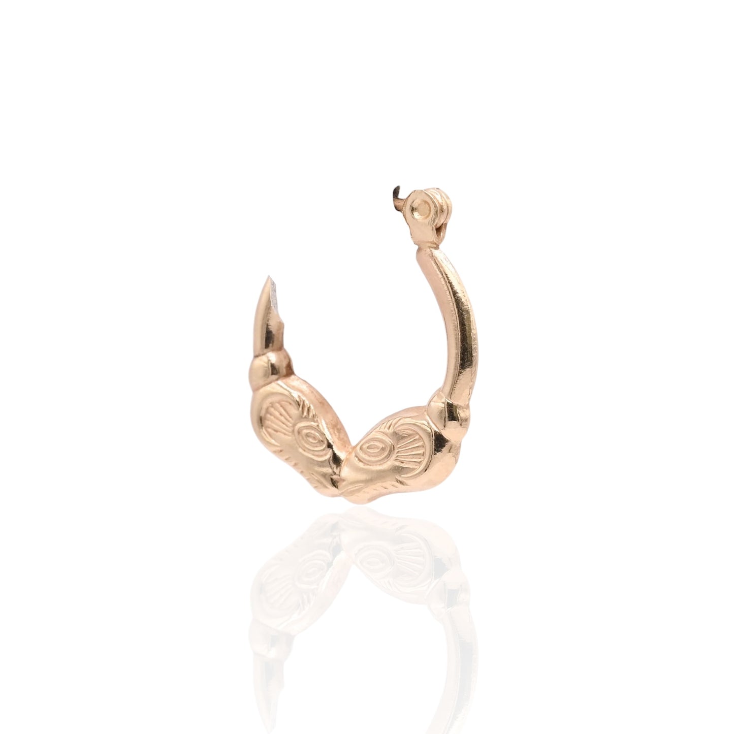 Ram Hoop Earrings with Hinge 14K Yellow Gold