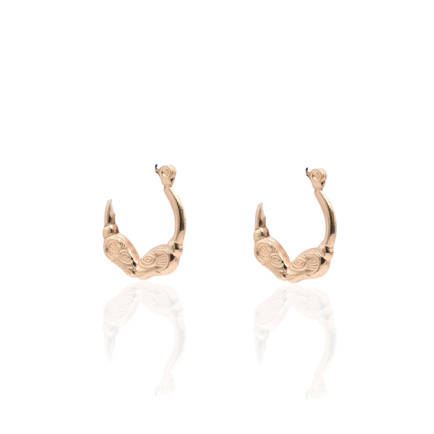Ram Hoop Earrings with Hinge 14K Yellow Gold