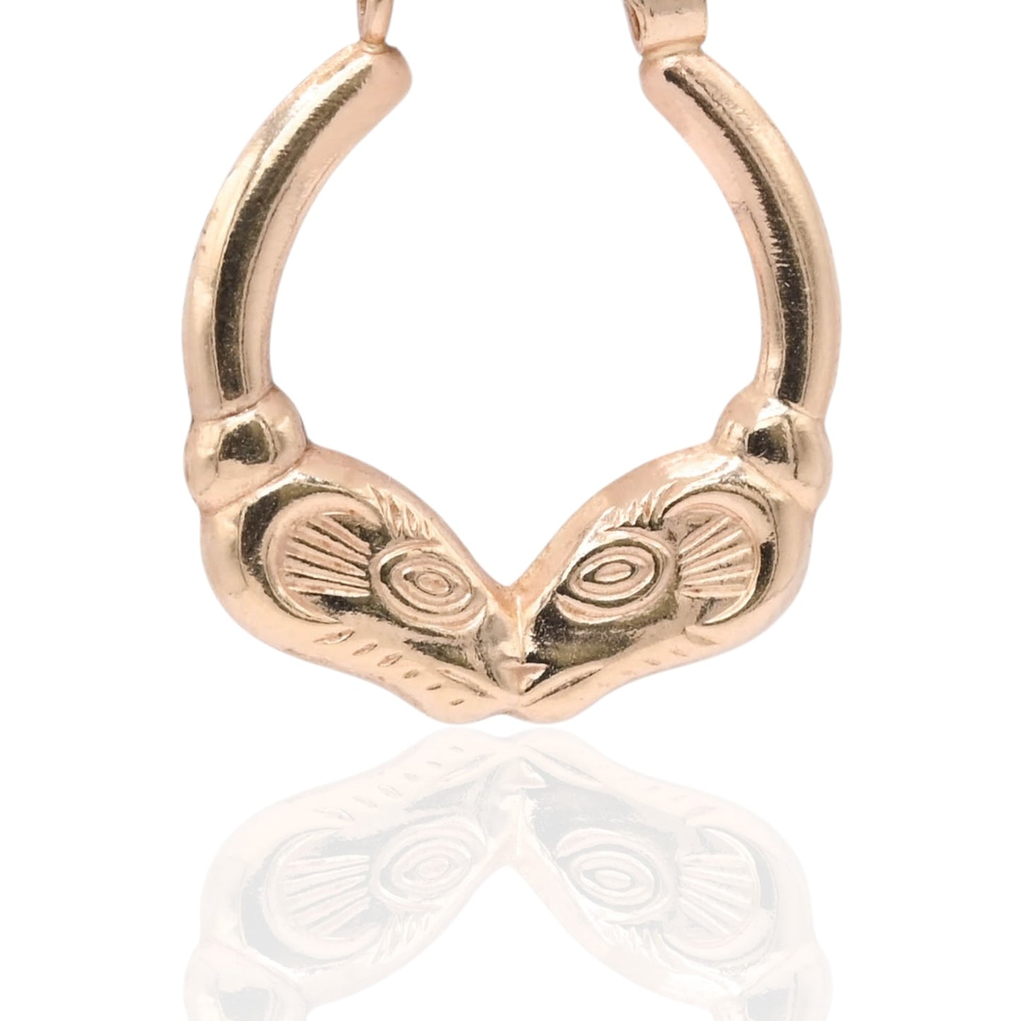 Ram Hoop Earrings with Hinge 14K Yellow Gold