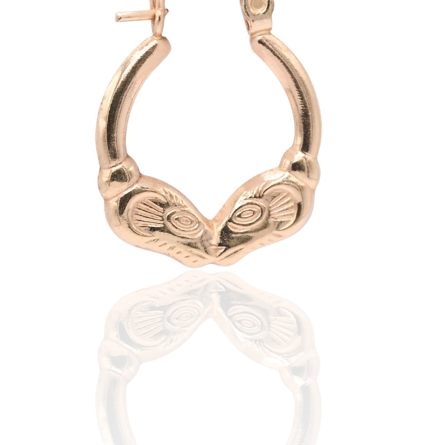 Ram Hoop Earrings with Hinge 14K Yellow Gold
