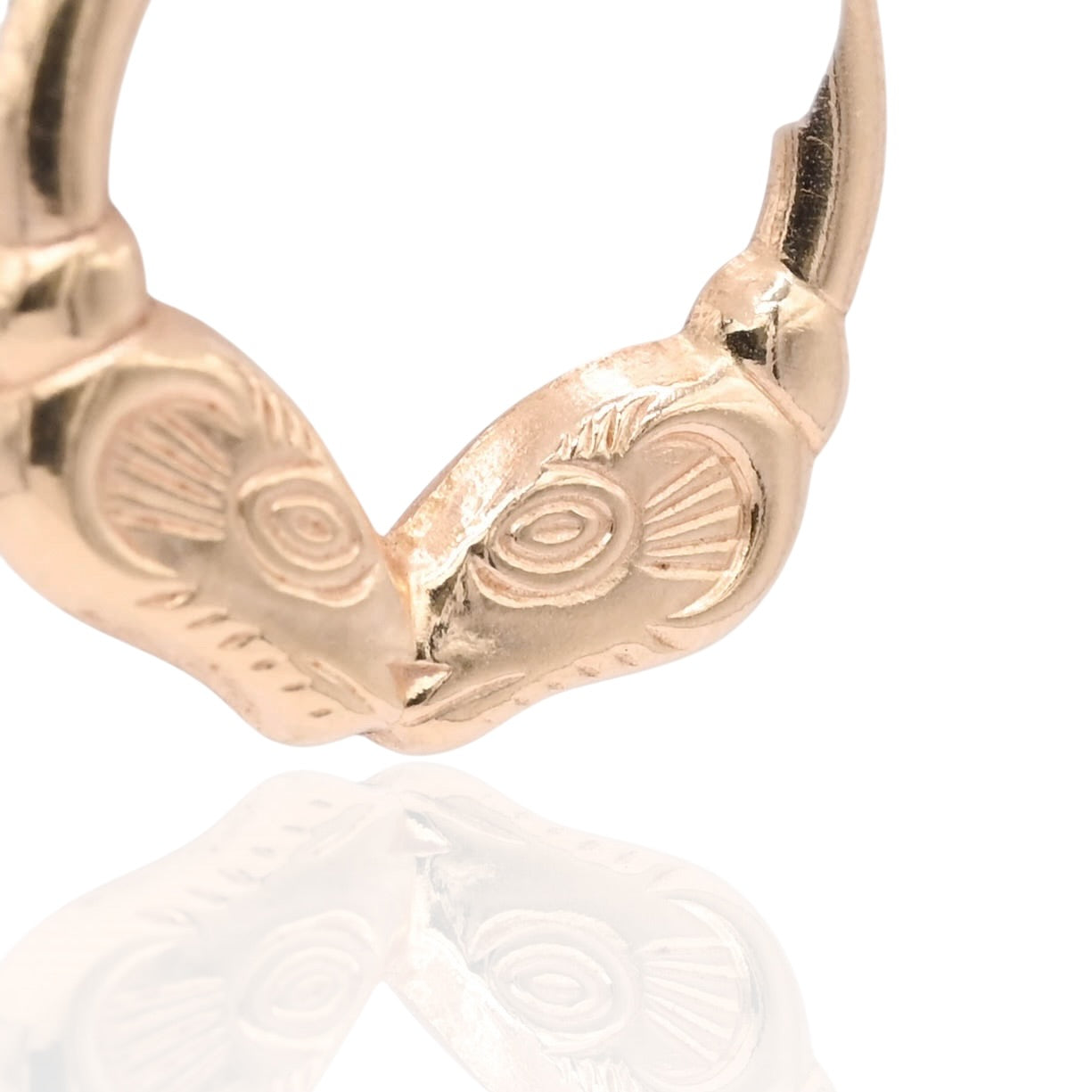 Ram Hoop Earrings with Hinge 14K Yellow Gold