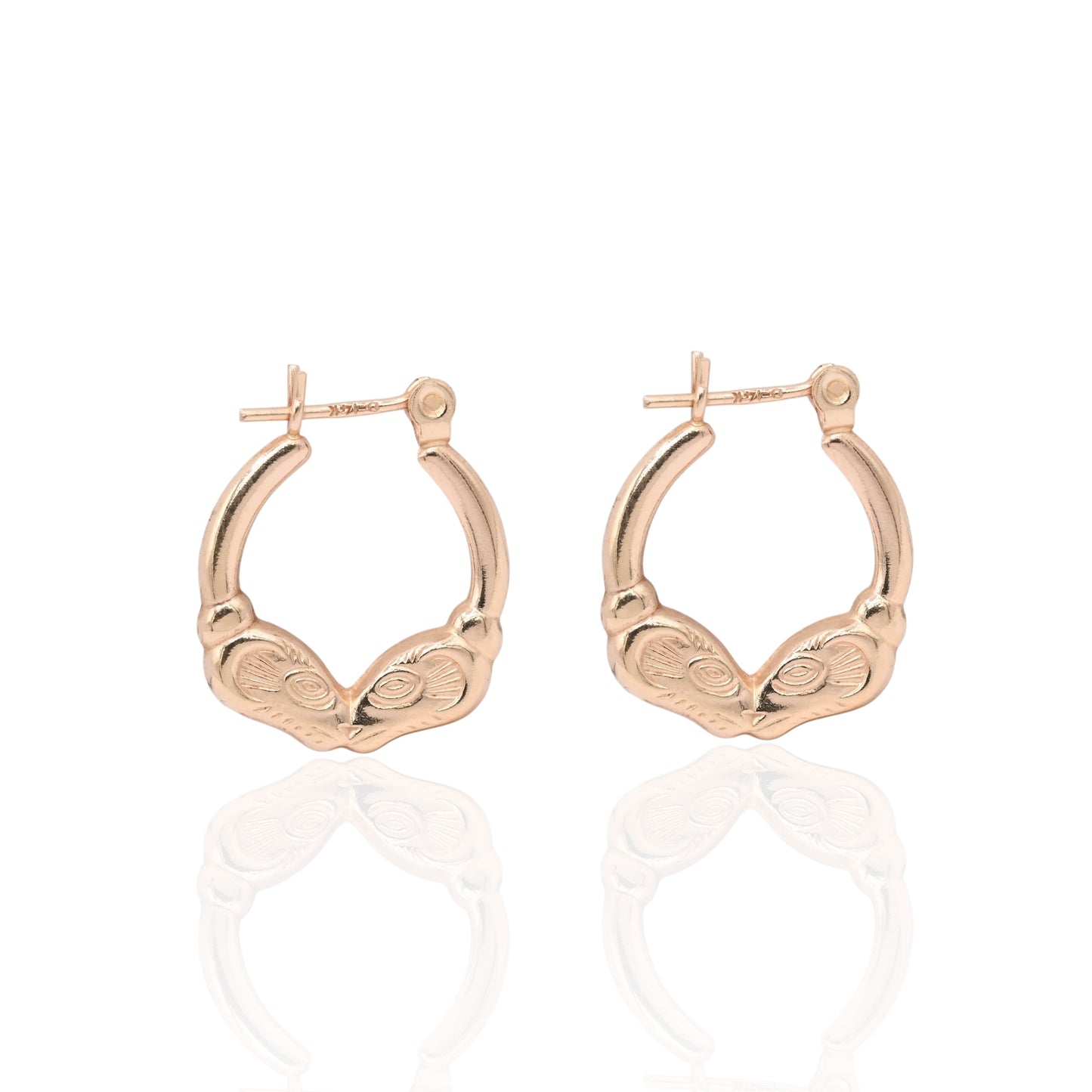 Ram Hoop Earrings with Hinge 14K Yellow Gold