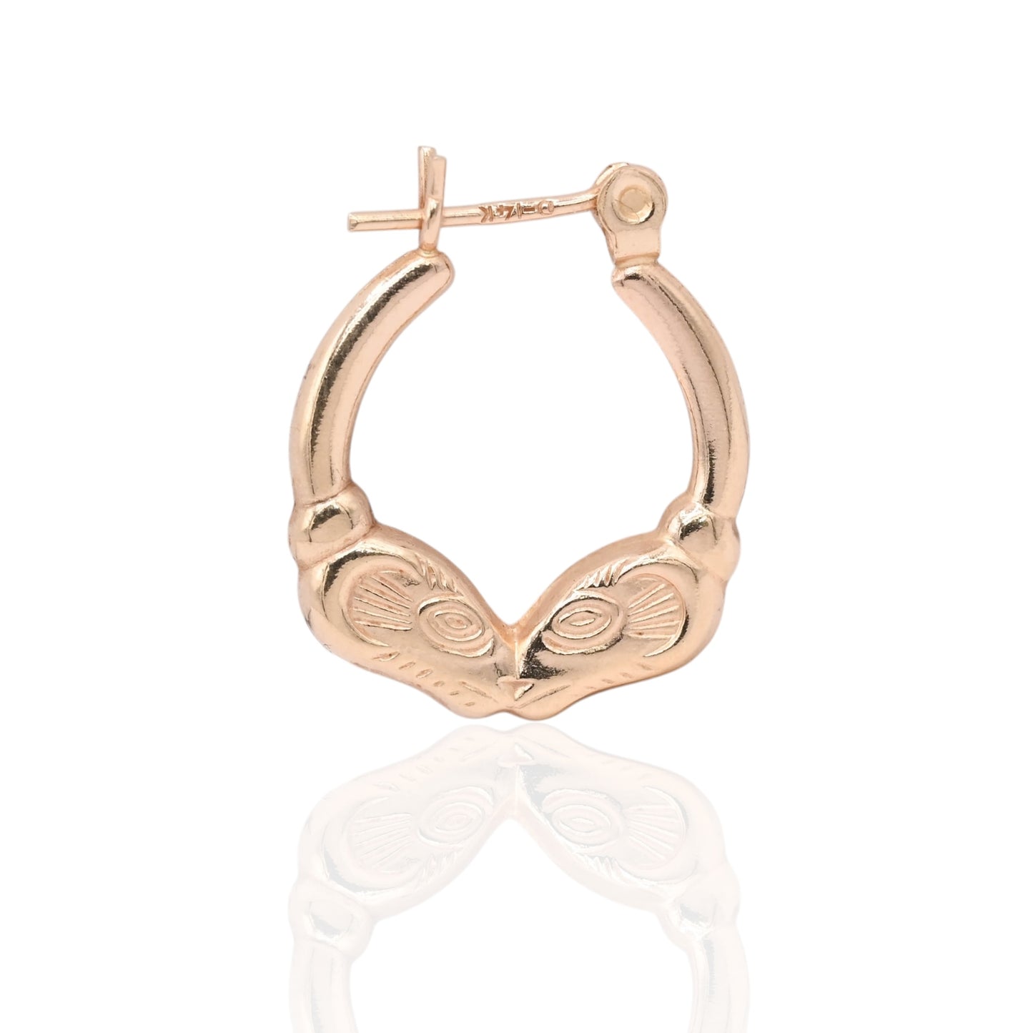 Ram Hoop Earrings with Hinge 14K Yellow Gold