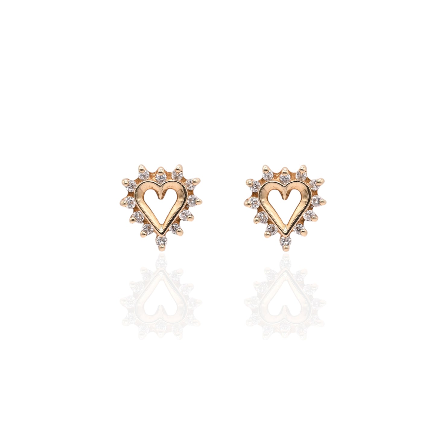 Vintage Style Open Heart Earrings 14K Yellow Gold 0.24cttw