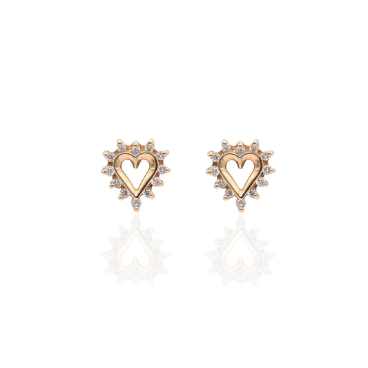 Vintage Style Open Heart Earrings 14K Yellow Gold 0.24cttw