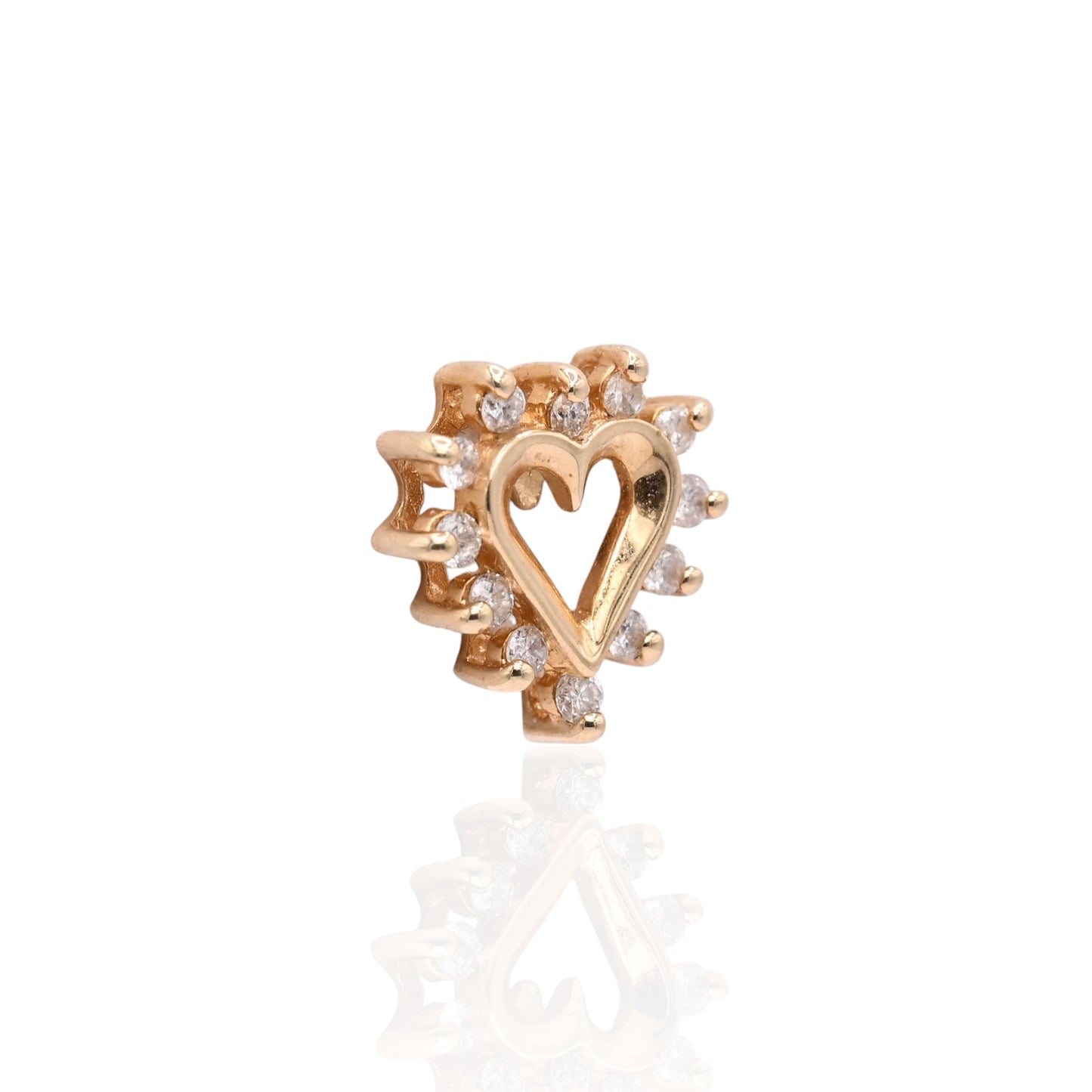 Vintage Style Open Heart Earrings 14K Yellow Gold 0.24cttw