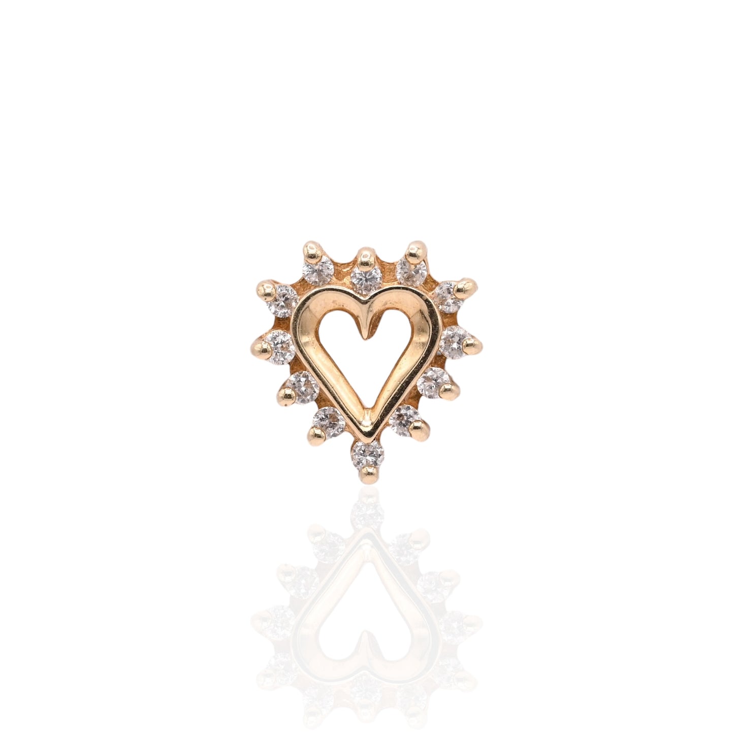 Vintage Style Open Heart Earrings 14K Yellow Gold 0.24cttw