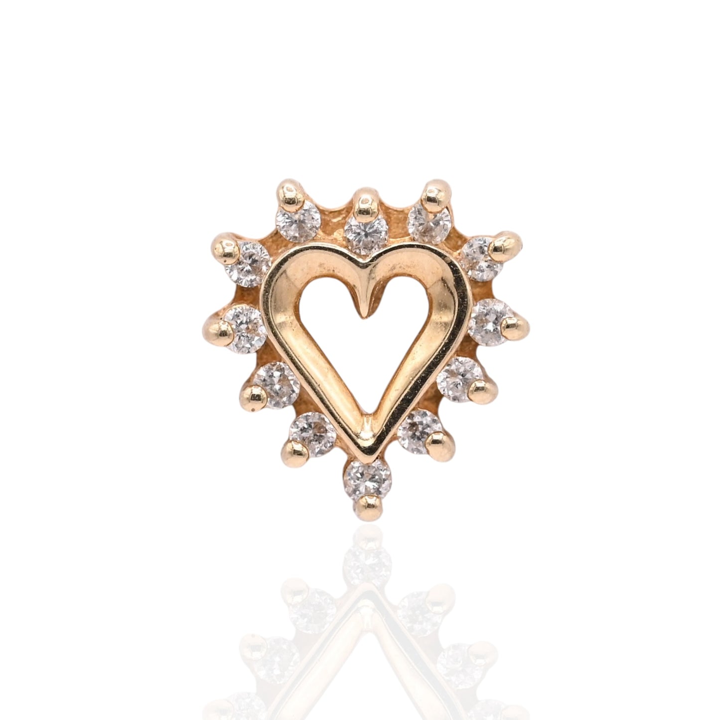 Vintage Style Open Heart Earrings 14K Yellow Gold 0.24cttw