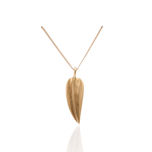 Tiffany & Co. Cummings Leaf Necklace 18K Yellow Gold with 18in Curb Chain