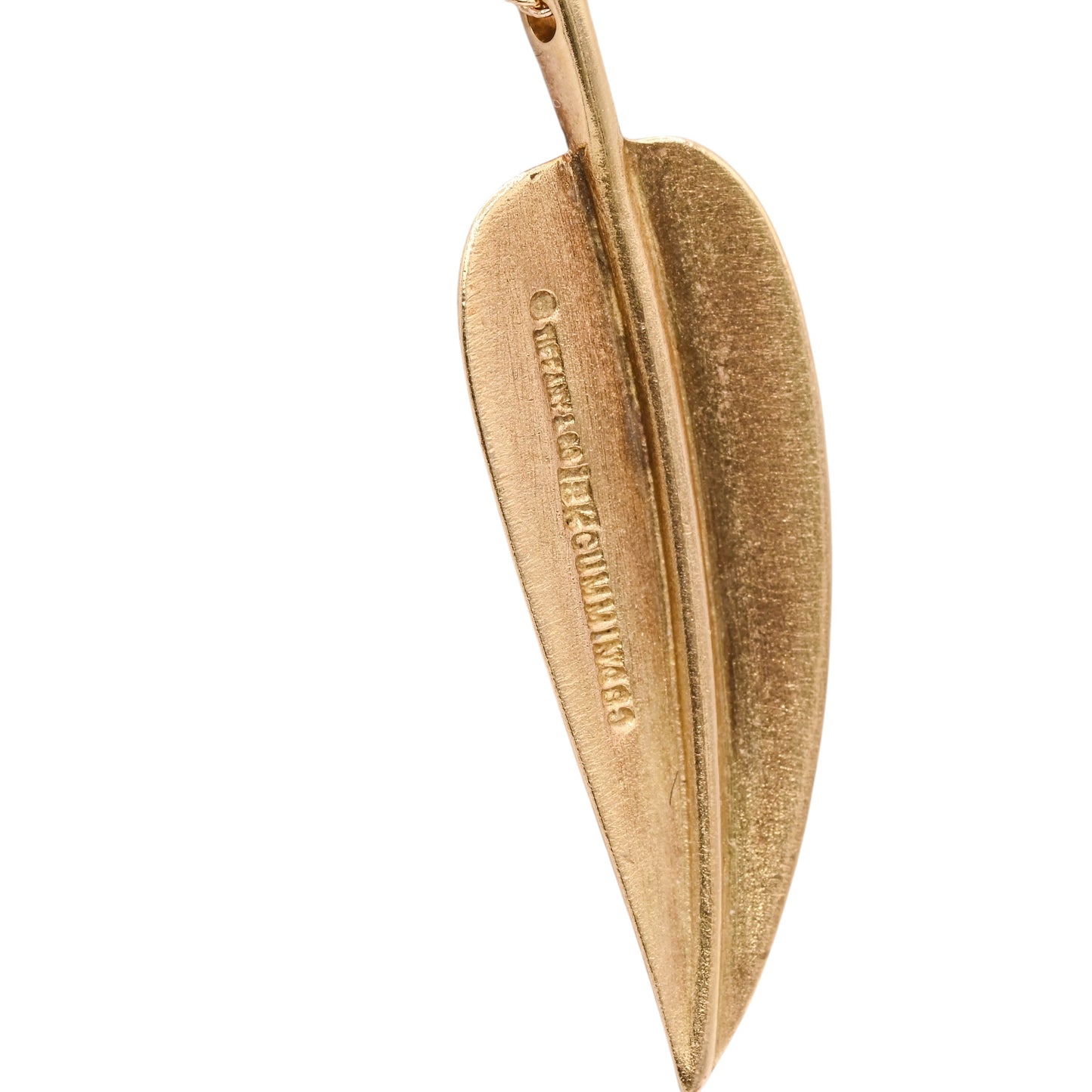 Tiffany & Co. Cummings Leaf Necklace 18K Yellow Gold with 18in Curb Chain