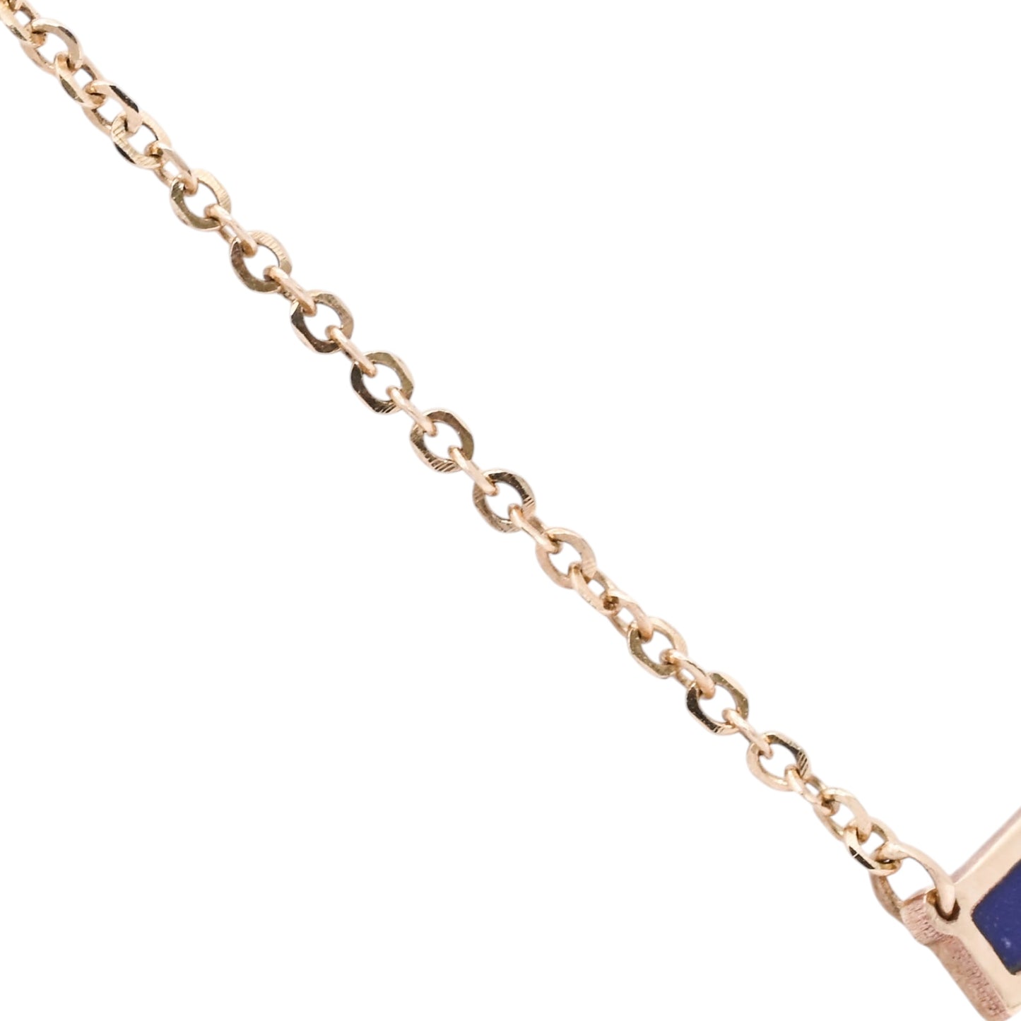 Lapis Lazul Bezel Bar Necklace 14K Yellow Gold with 15.75in and 17.75in Diamond Cut Cable Chain