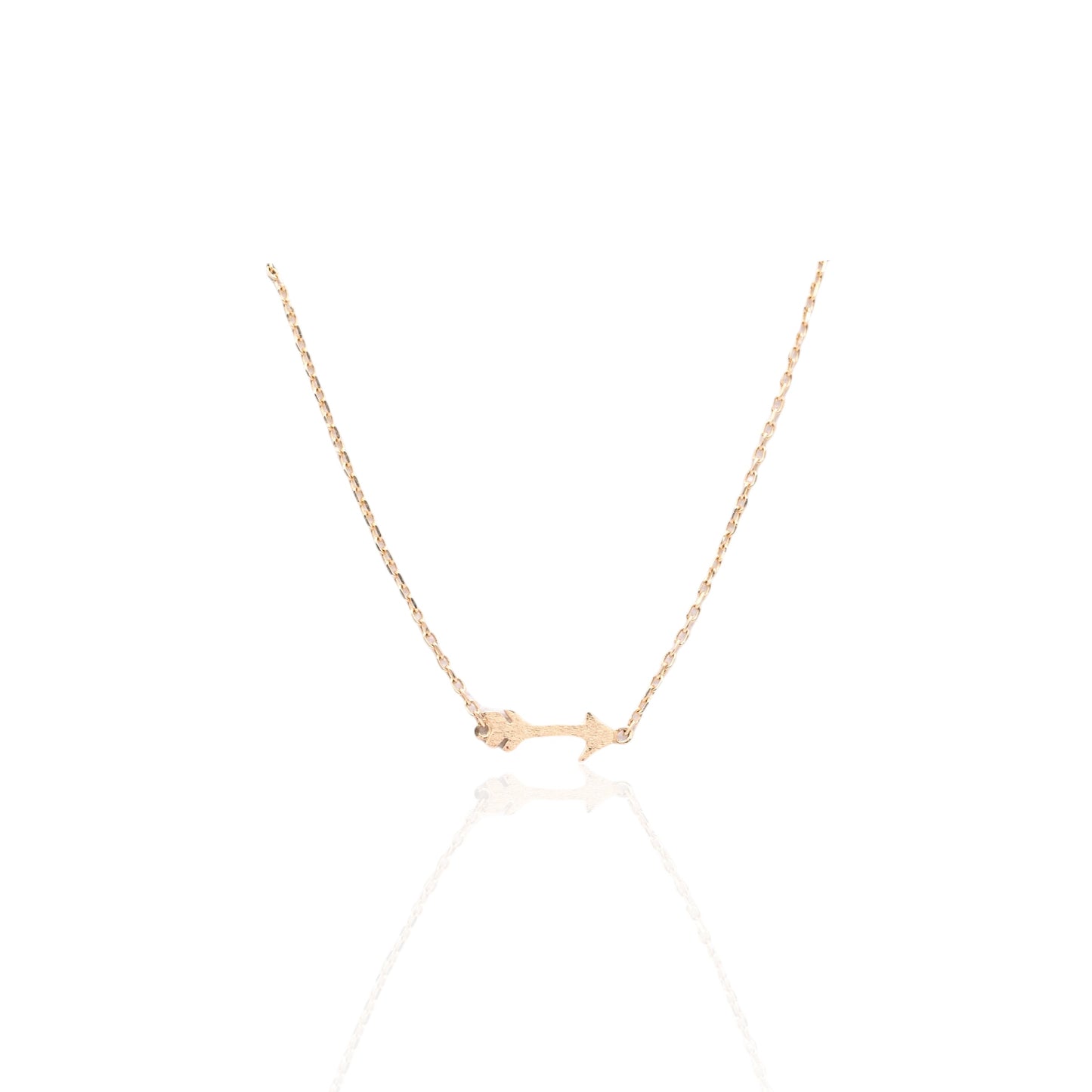 Dainty Arrow Necklace 14K Yellow Gold on Adjustable 15.75in-18in Diamond Cut Cable Chain